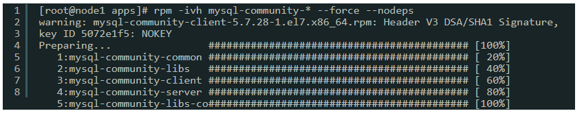 MySQL 安装warning: mysql-community-libs-5.7.28-1.el7.x86_64.rpm: Header V3 DSA/SHA1 Signature, key ID